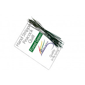 Hand Stripped Peacock Quill - Forest Green