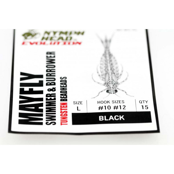 Nymph Head Mayfly Swi mmer Black - #16-#18