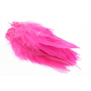 Strung Rooster Saddle Long Feathers - Fluo. Pink
