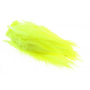 Strung Rooster Saddle Long Feathers - Fluo. Yellow
