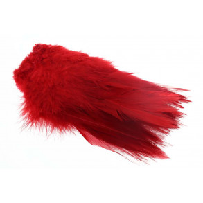 Strung Rooster Saddle Long Feathers - Red