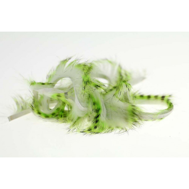 Tiger Barred Magnum Rabbit Strips - Black Barred Chartreuse/ White