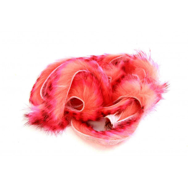 Tiger Barred Magnum Rabbit Strips - Hot Pink/ Brown over Shrimp Pink