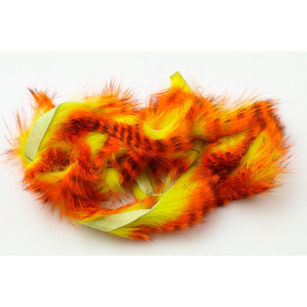 Tiger Barred Magnum Rabbit Strips - Orange/ Black over Fl Yellow Chartreuse