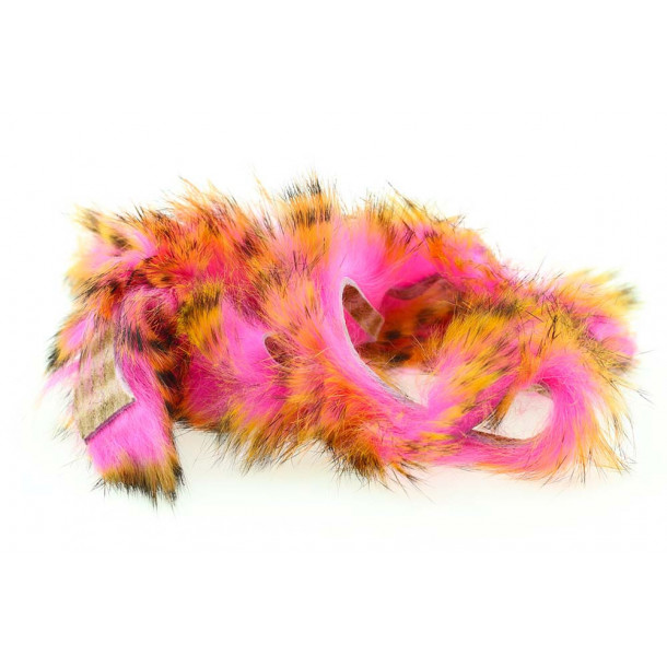 Tiger Barred Rabbit Strips - Black Barred Hot Orange/ Fl. Hot Pink