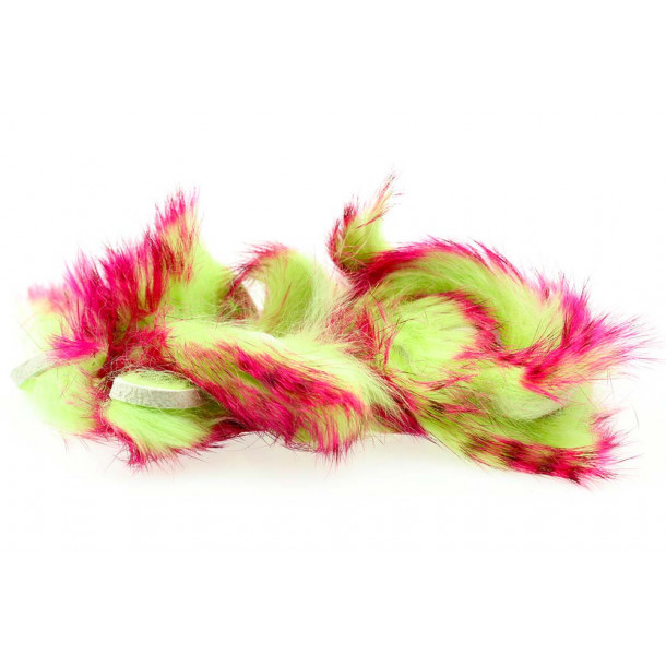 Tiger Barred Rabbit Strips - Hot Pink/ Brown over Chartreuse