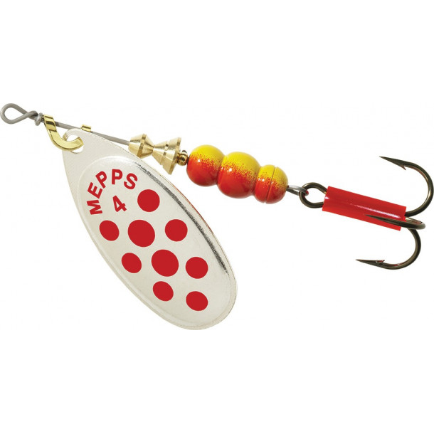 Mepps Aglia slv m/rde prikker